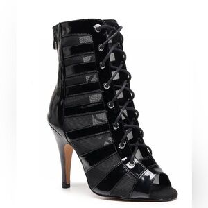 Burju - Tempest Patent Mesh Cut Out 3.5 inch Stiletto Ankle Boots Street Sole